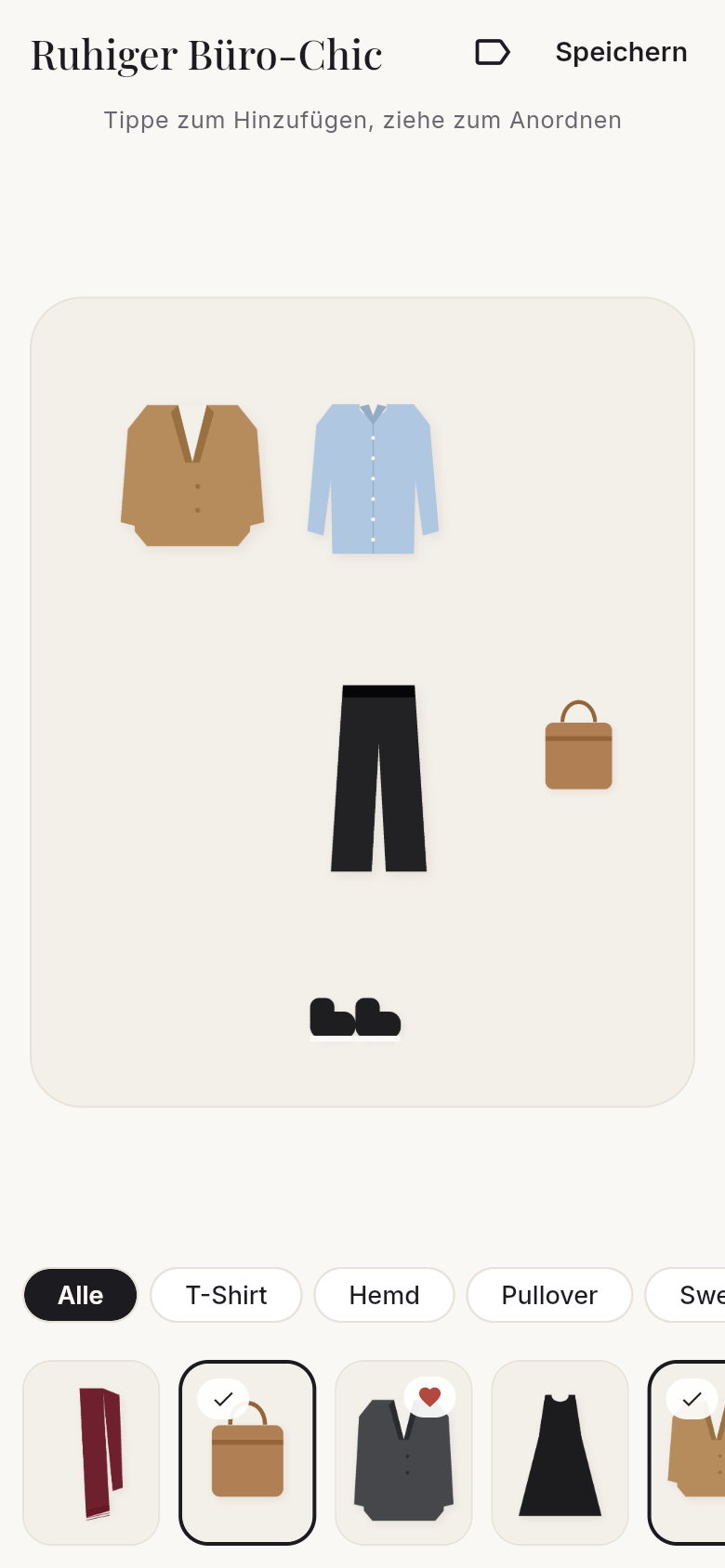 Outfit-Fläche mit Drag & Drop