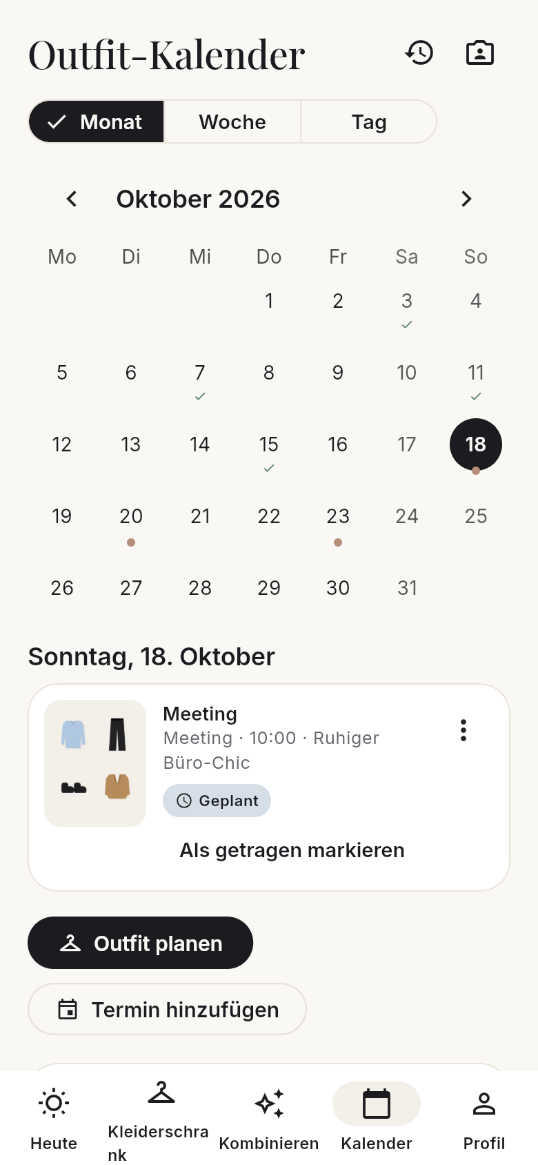 Outfit-Kalender
