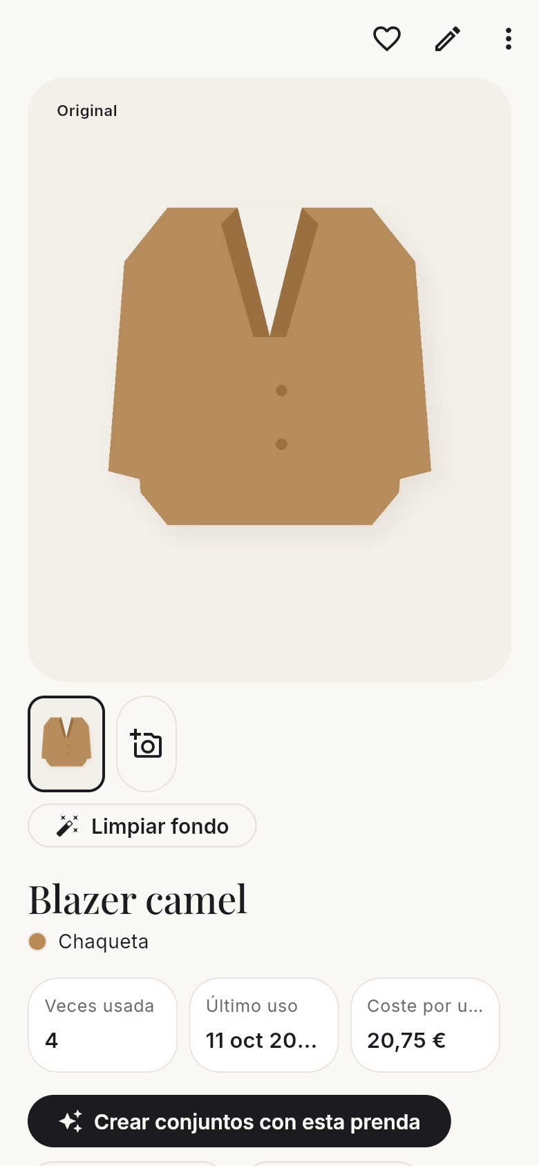 Detalle de prenda y cuidados