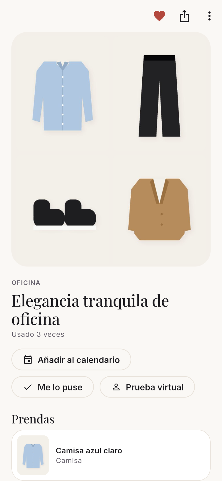 Detalle del conjunto y alternativas