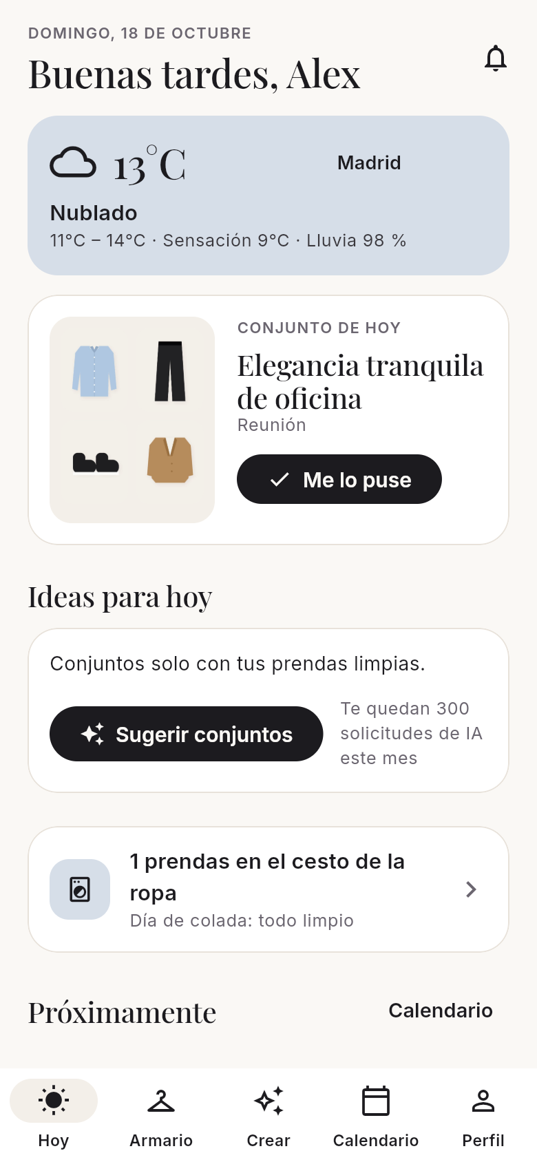 Hoy: el tiempo y el conjunto del día